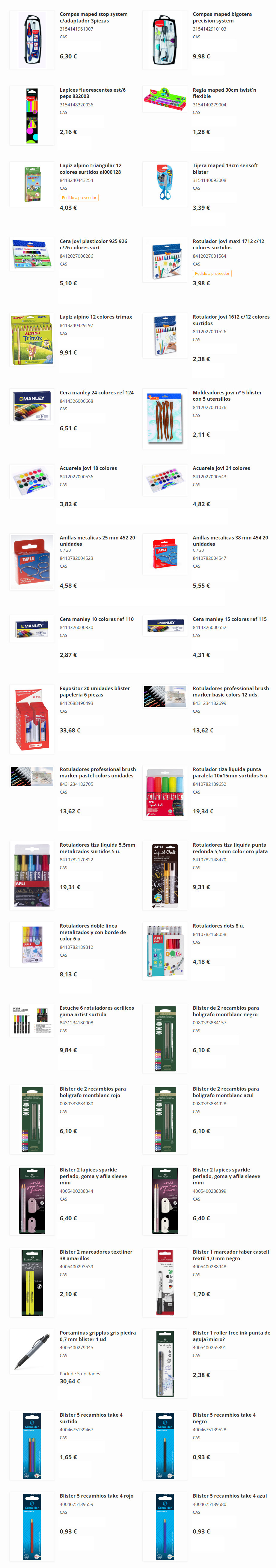 Imagen con el catálogo de productos de papelería