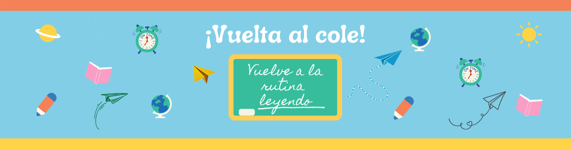 Portada de la página la vuelta al cole con un dibujo y el título